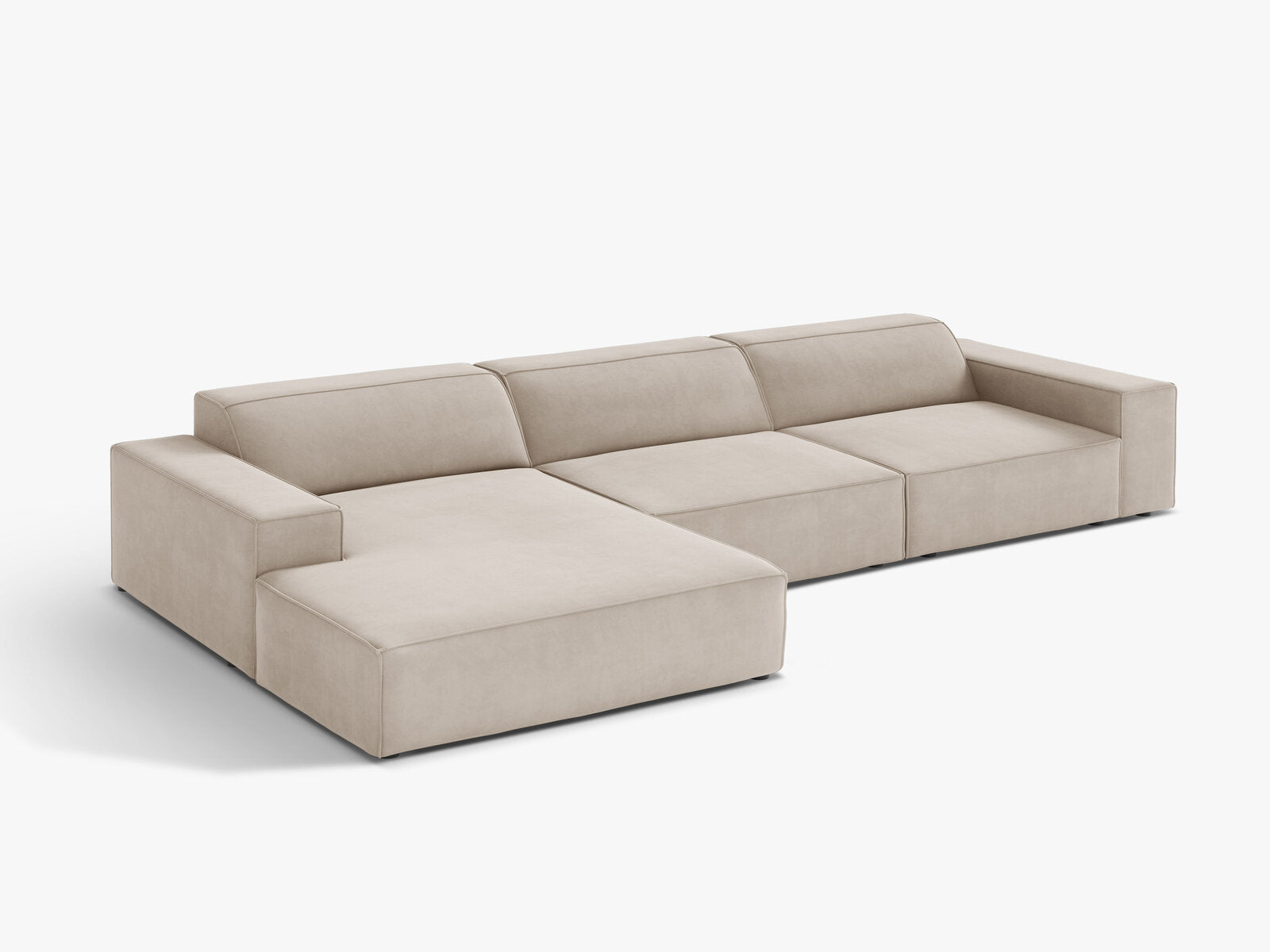 Micadoni Ecksofa Jodie 4-Sitzer Links Samt Bluvel Dunkelbeige