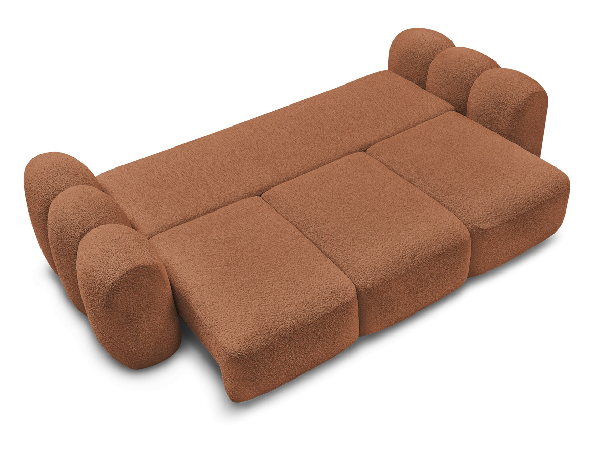 Bobochic Montaigne Schlafsofa 3-Sitzer mit Bettkasten Bouclé-Stoff Orange