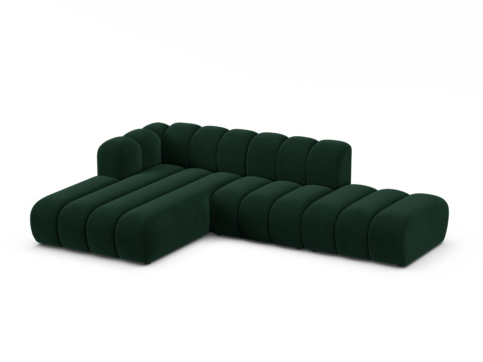 Micadoni Modulares Ecksofa offen Lupine 5-Sitzer Links Samt Salvador Flaschengrün