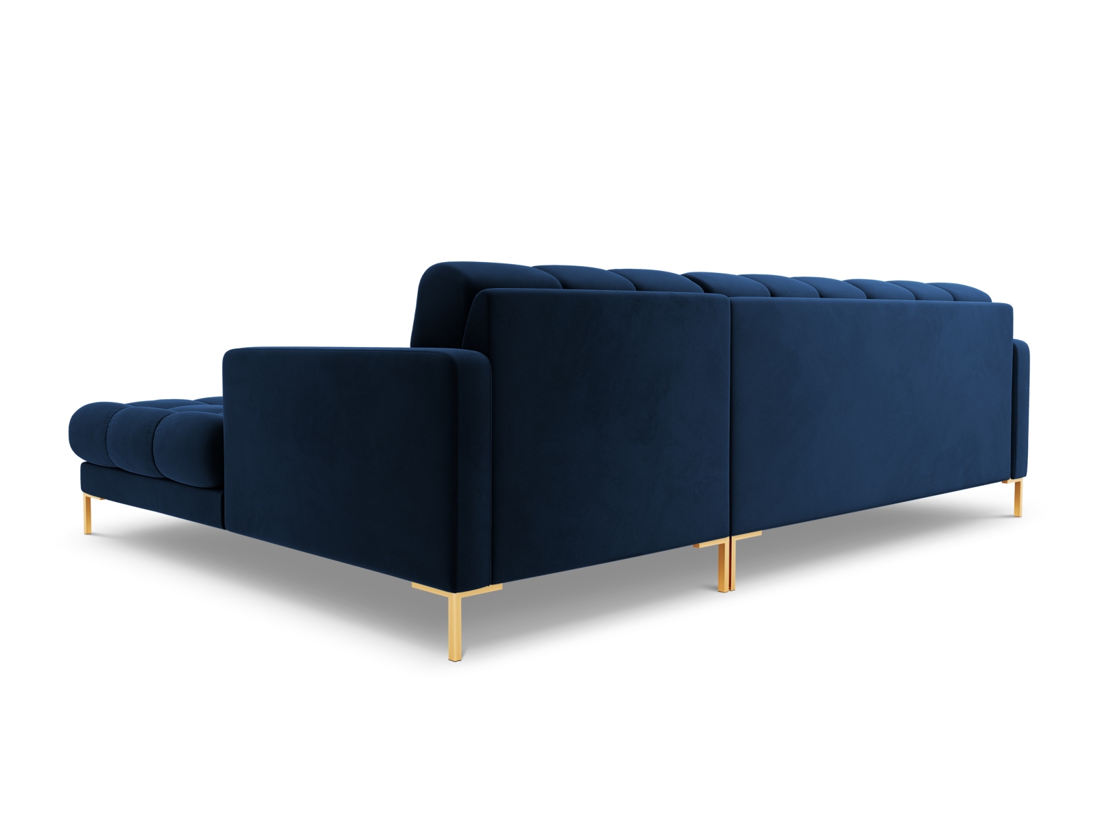 Cosmopolitan Design Ecksofa Bali 5-Sitzer Samt Bluvel Königsblau Rechts Beine Gold