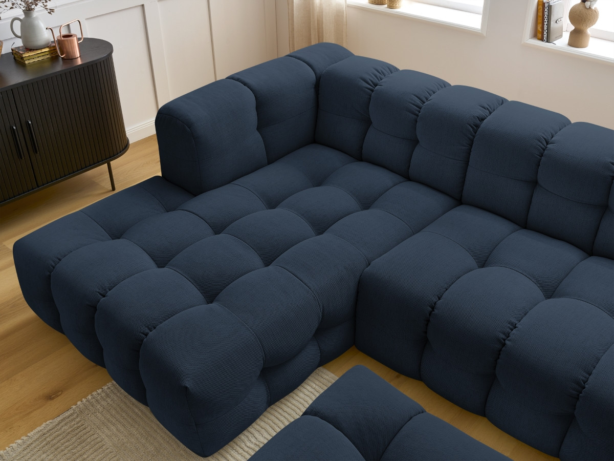 Bobochic Cloud Ecksofa mit Pouf 288 × 184 cm Stoff Dunkelblau Ecke links