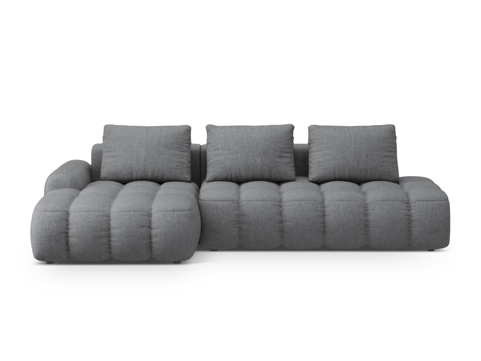 Cosmopolitan Design Ecksofa Linz 3-Sitzer offen mit Schlaffunktion Strukturierter Stoff Sorella Grau Links