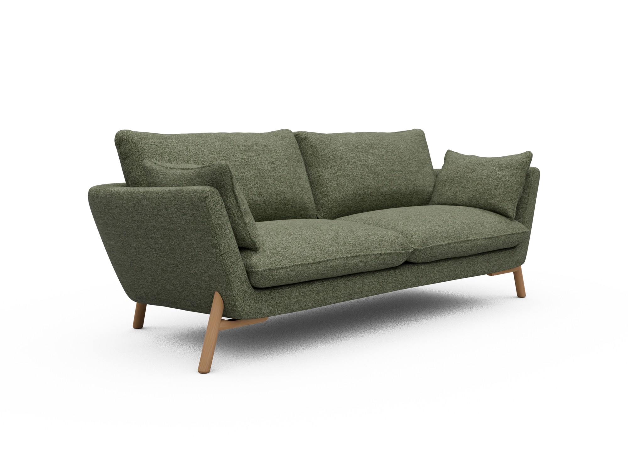 Skandi Home Sofa Emil 3-Sitzer Beinfarbe Eiche Natur Carreno-Vivid-Green moebelfaktor