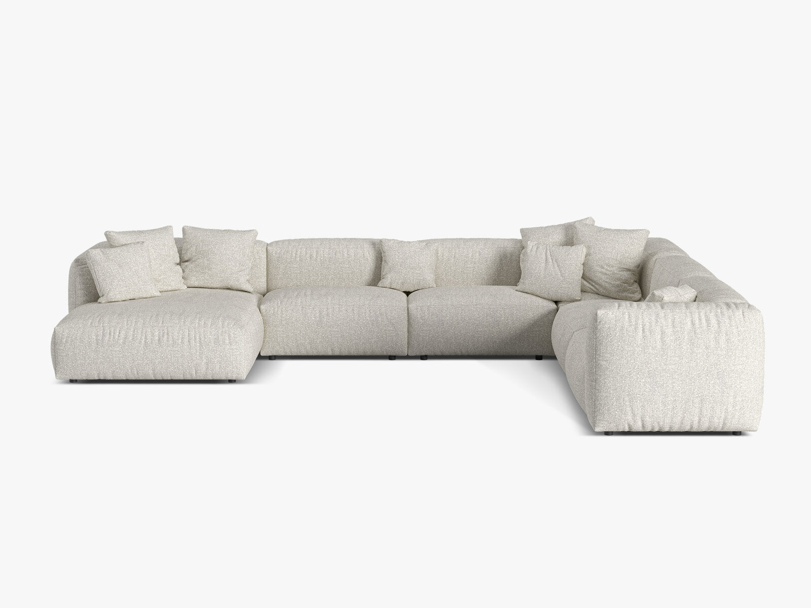 Micadoni modulares Ecksofa XL Martina 6-Sitzer Rechts Boucle Monet Grau Beige Melange
