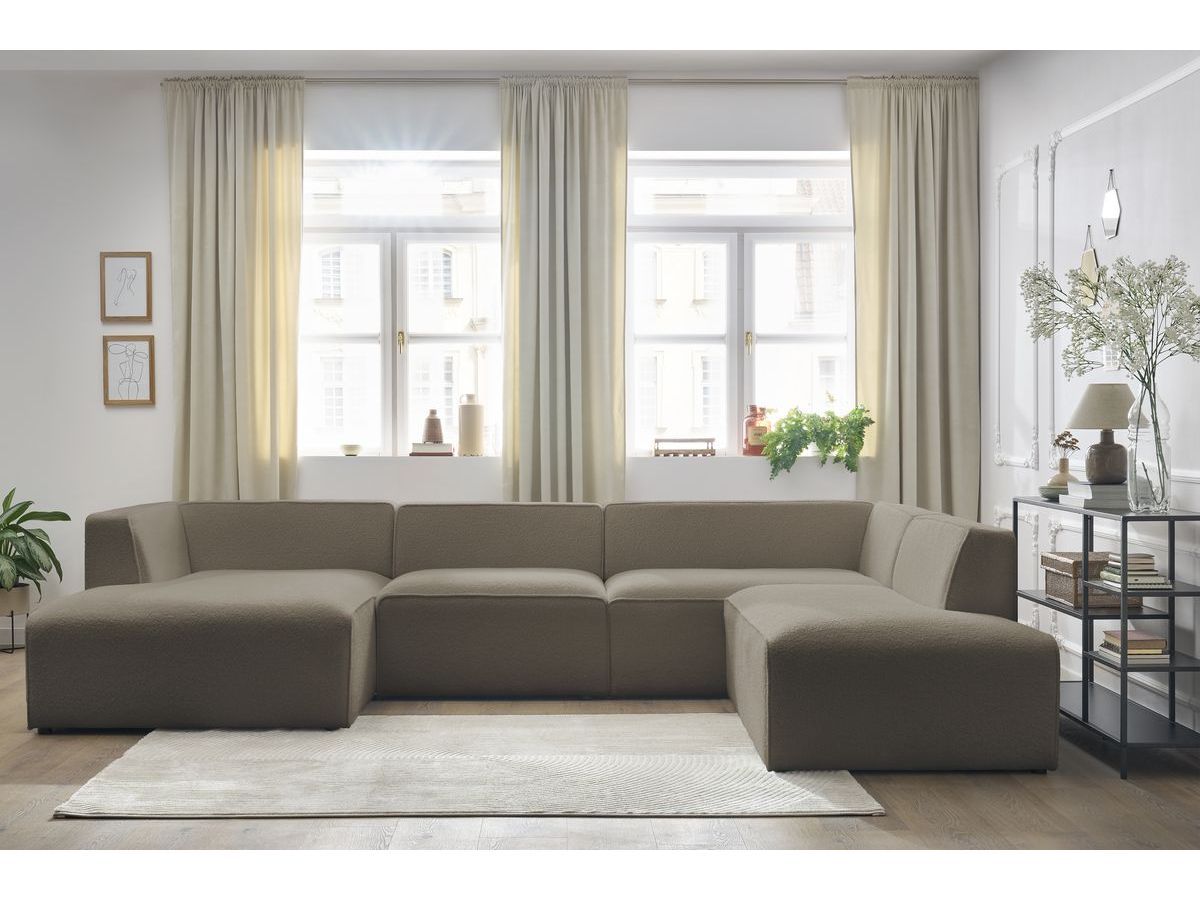 Bobochic Megeve Wohnlandschaft Bouclé-Stoff Braun Ecke links