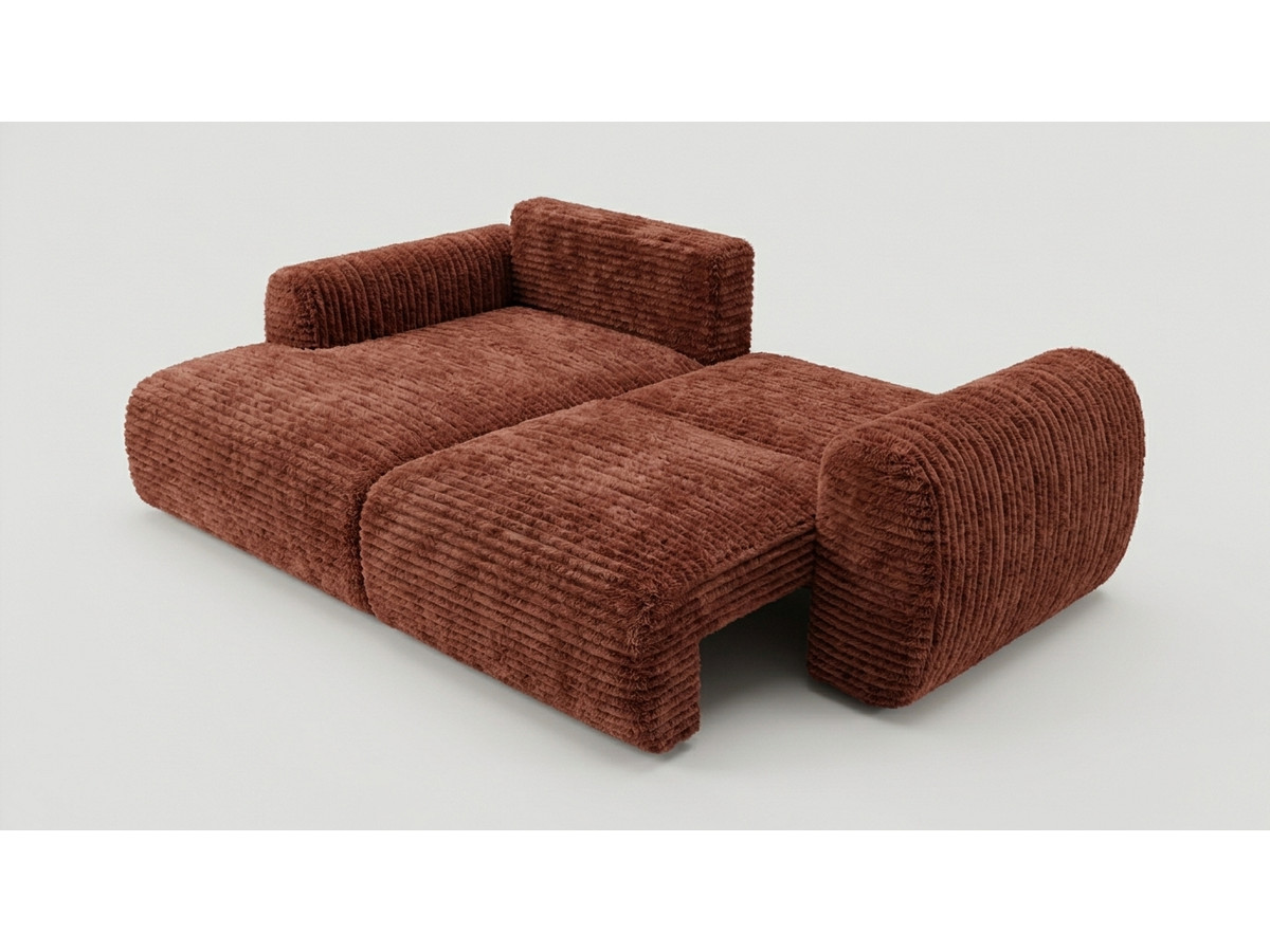 Bobochic Lucien Ecksofa mit Schlaffunktion und Bettkasten Breitcord weich Orange Ecke links