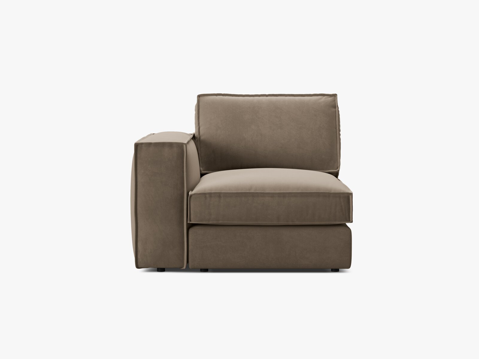 Micadoni Eckmodul mit Armlehne Pola Links Samt Salvador Grau Braun