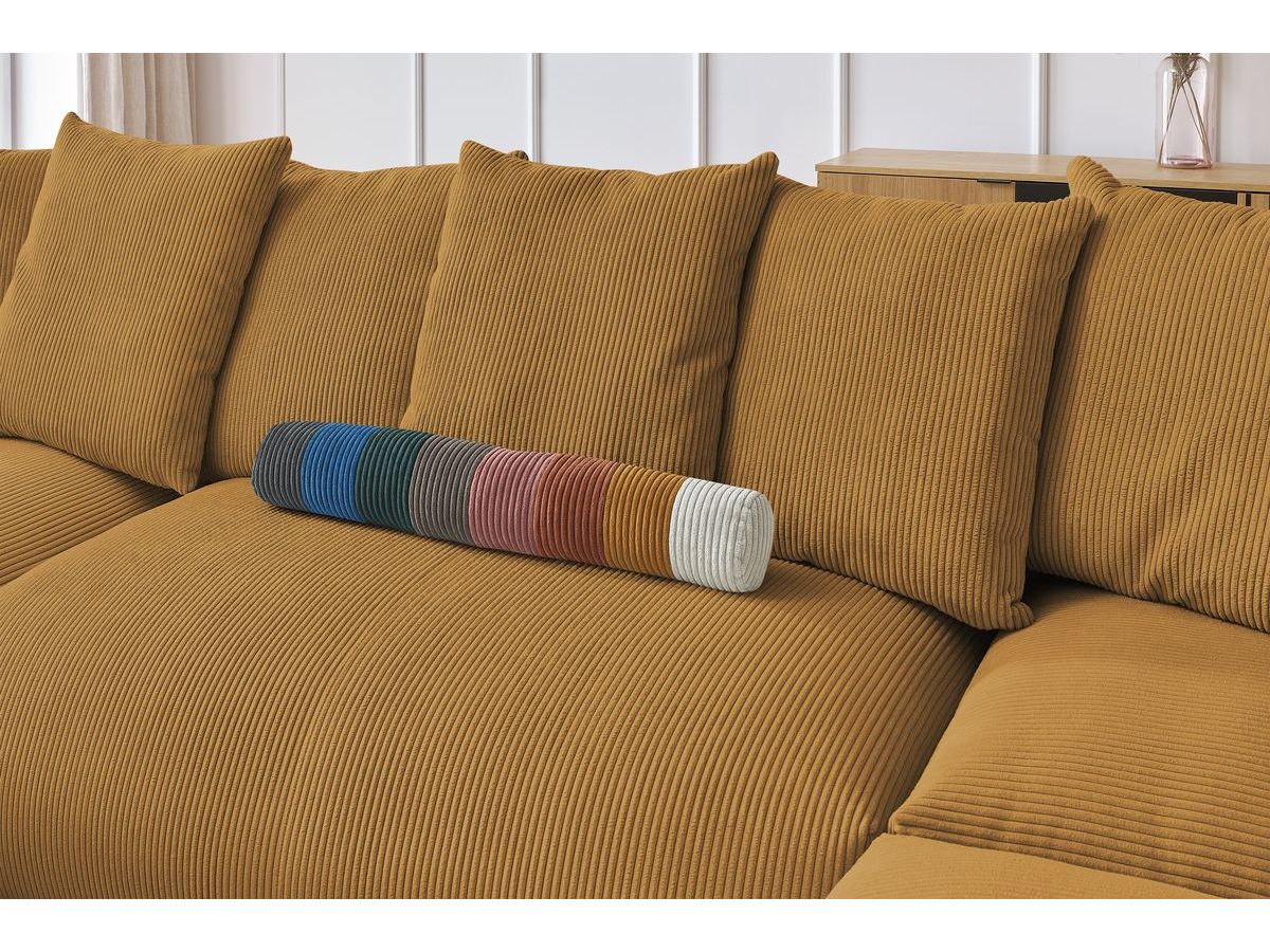 Bobochic Voltaire Wohnlandschaft mit Pouf 356 × 214 cm Cordsamt Gelb Ecke links