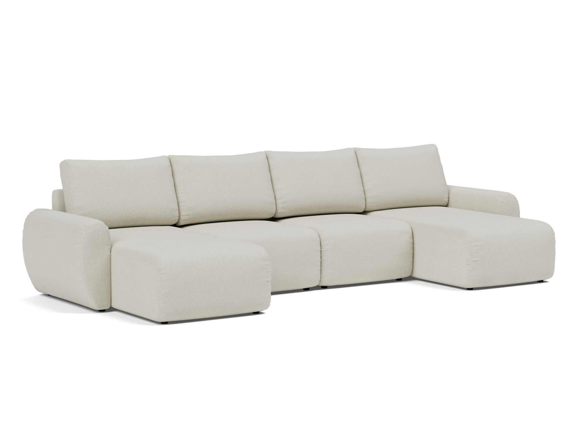Schlafsofa Norum U-Form mit Curve-Armlehnen Flachgewebe Mixed Dance 527-Natural