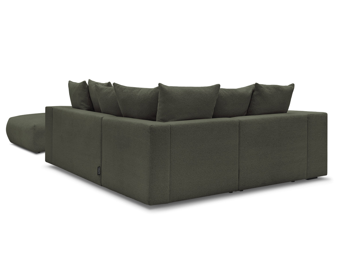 Bobochic Voltaire Ecksofa mit Pouf 268 × 214 cm Melange-Stoff Grün Ecke links