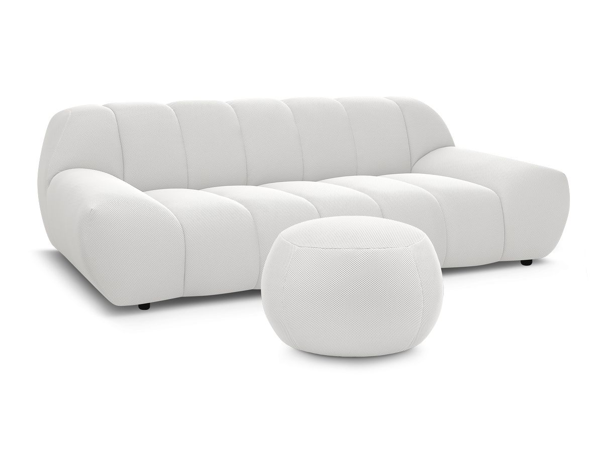 Bobochic Hayden Sofa 3-Sitzer mit Pouf 226 × 107 cm Mesh-Stoff Weiß