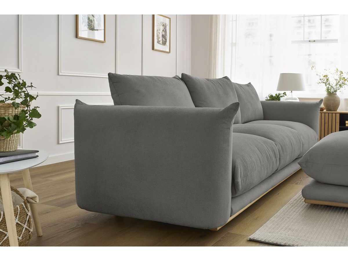 Bobochic Ernest Sofa 4-Sitzer mit Pouf Stoff Dunkelgrau