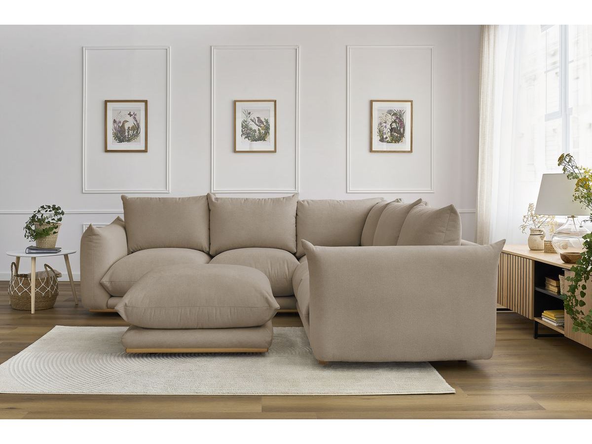 Bobochic Ernest Ecksofa mit Pouf Stoff Taupe