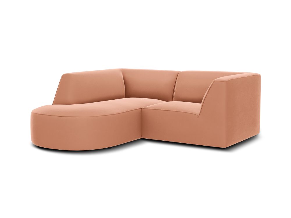 Cosmopolitan Design Ecksofa Siena 3-Sitzer abgerundet Samt Salvador Rosa Links