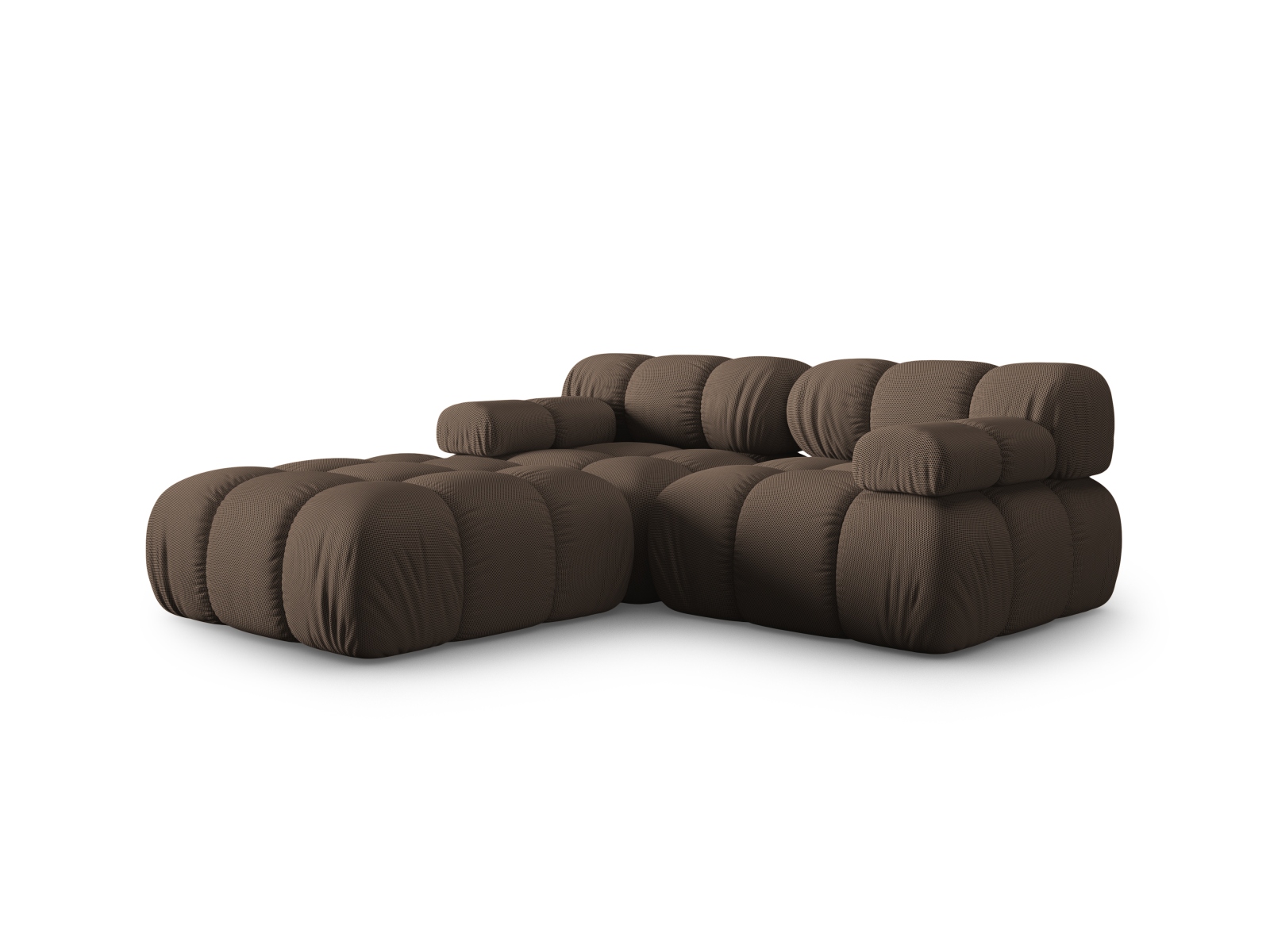Micadoni Modulares Sofa Bellis 3-Sitzer mit flachem Modul 3D-Stoff Sonic Braun