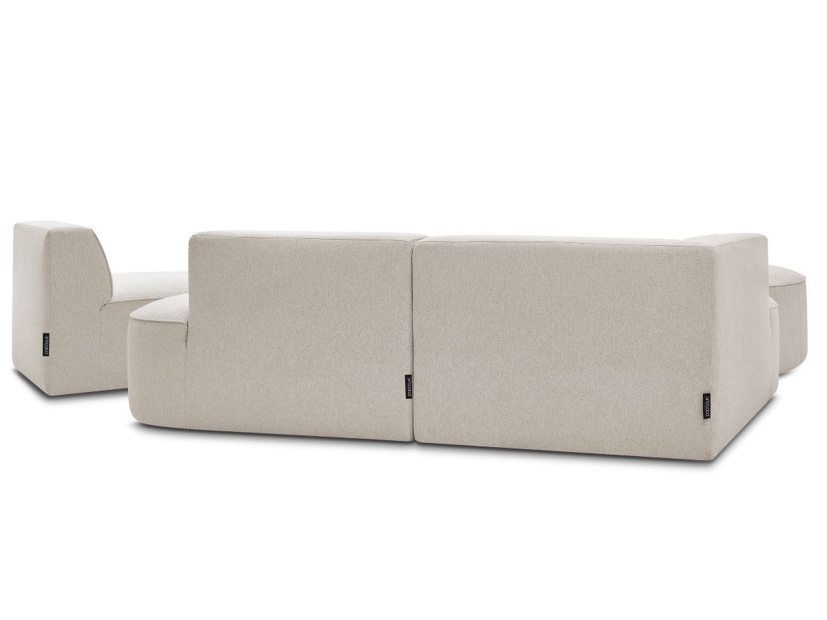 Bobochic Rousseau Ecksofa mit Sofamodul und Pouf Melange-Stoff Beige Ecke links