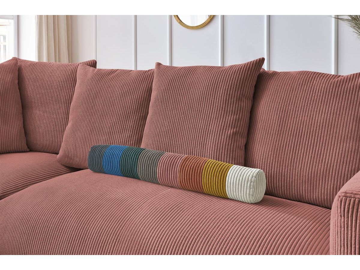 Bobochic Voltaire Ecksofa mit Pouf 268 × 214 cm Cordsamt Rosa Ecke links