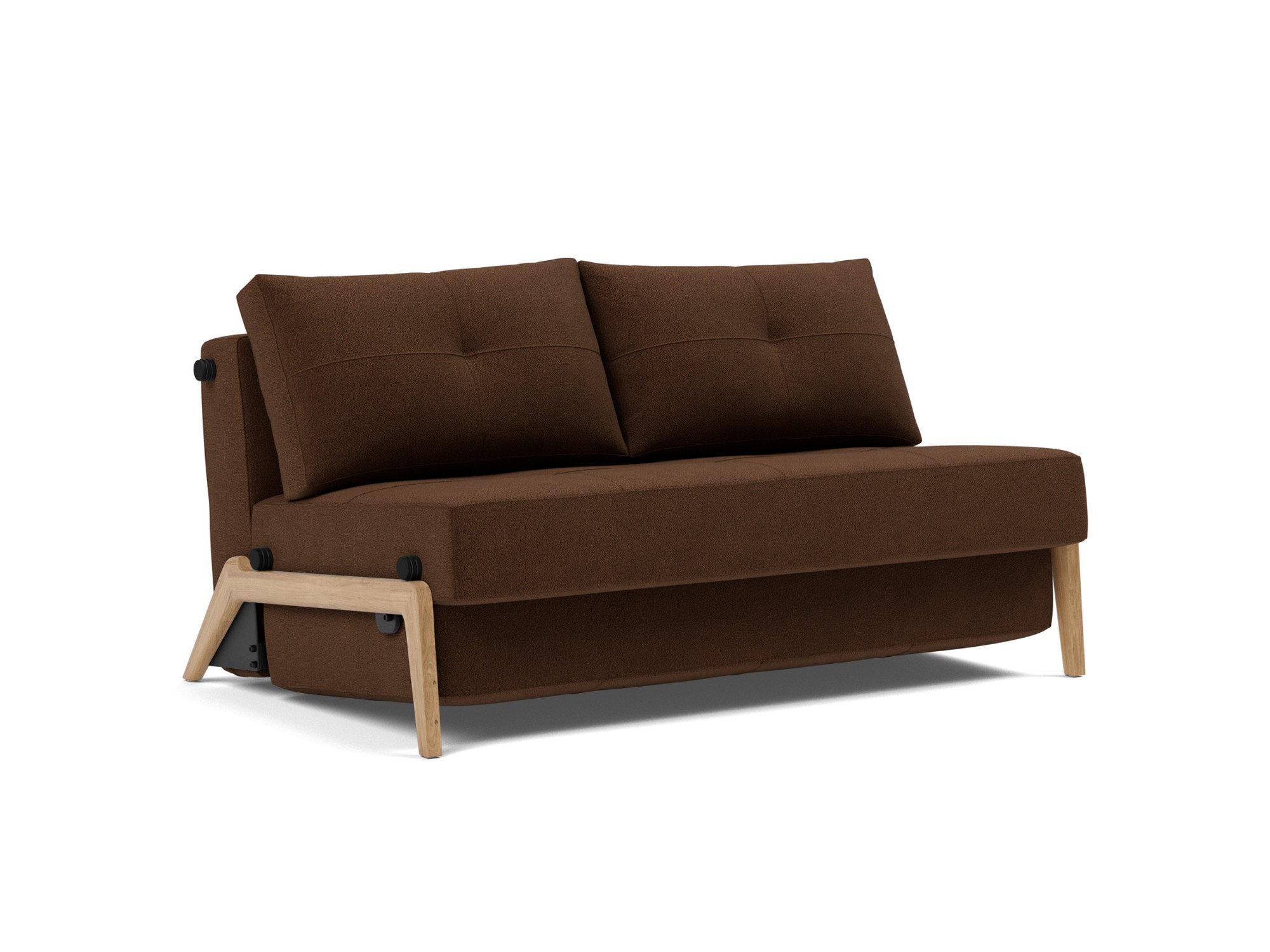 Schlafsofa Cubed 140 Strukturierter Stoff Taura 359-Cappuccino Beine Eiche
