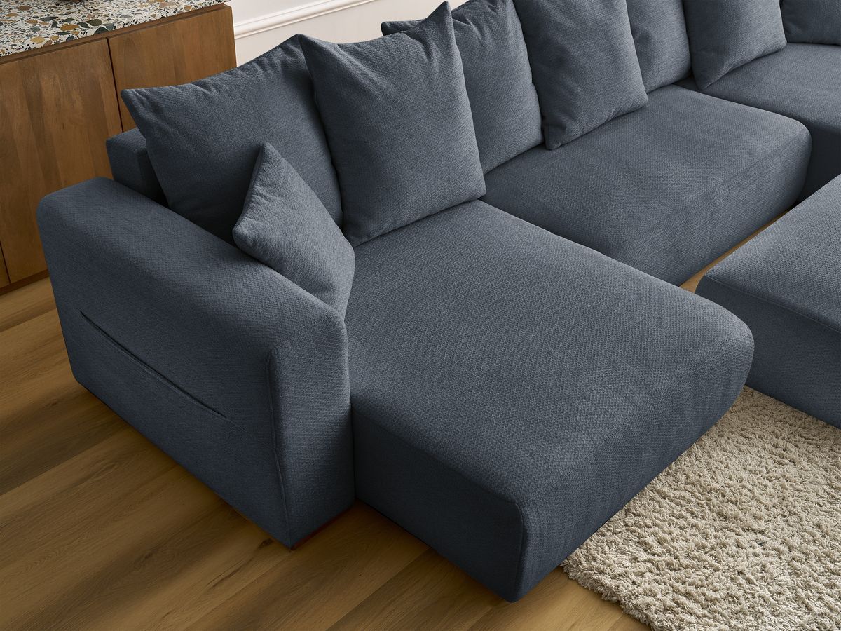 Bobochic Sidonie Wohnlandschaft mit Pouf Melange-Stoff Dunkelblau