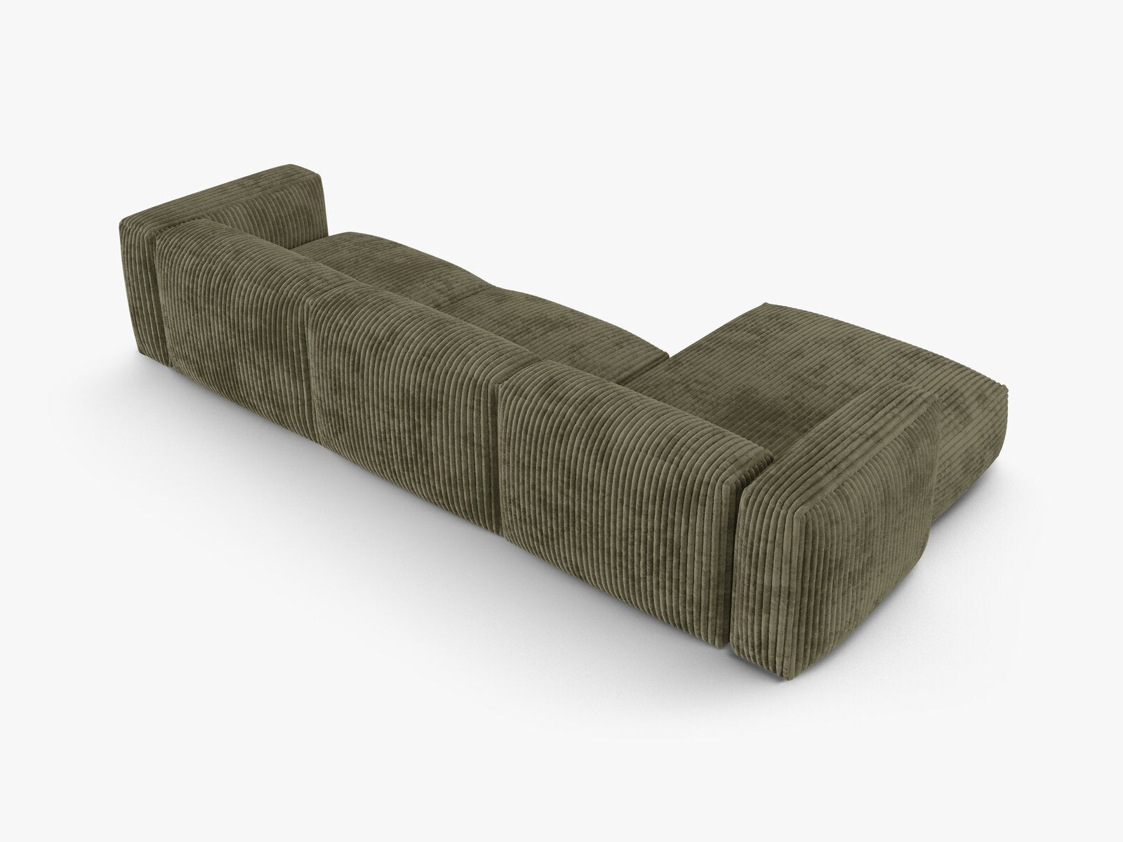 Micadoni Ecksofa Martina 3-Sitzer 90cm Sitztiefe Links Kord Tilia Moßgrün