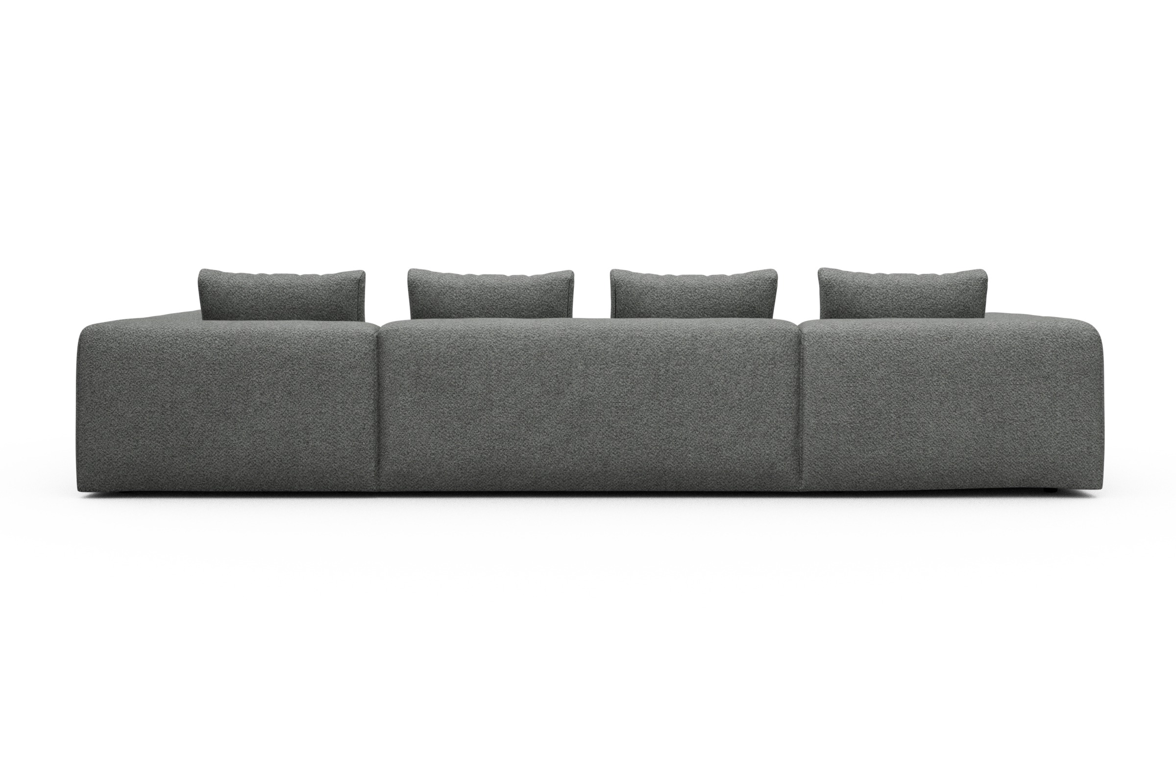 Wohnlandschaft Fred Relax-Ecke rechts mit 2-Sitzer und Chaiselongue links Vanora-Warm-Grey