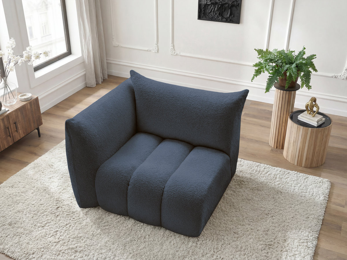 Bobochic Azra Sofamodul 1-Sitzer 117 × 112 cm Bouclé-Stoff Dunkelblau Ecke links
