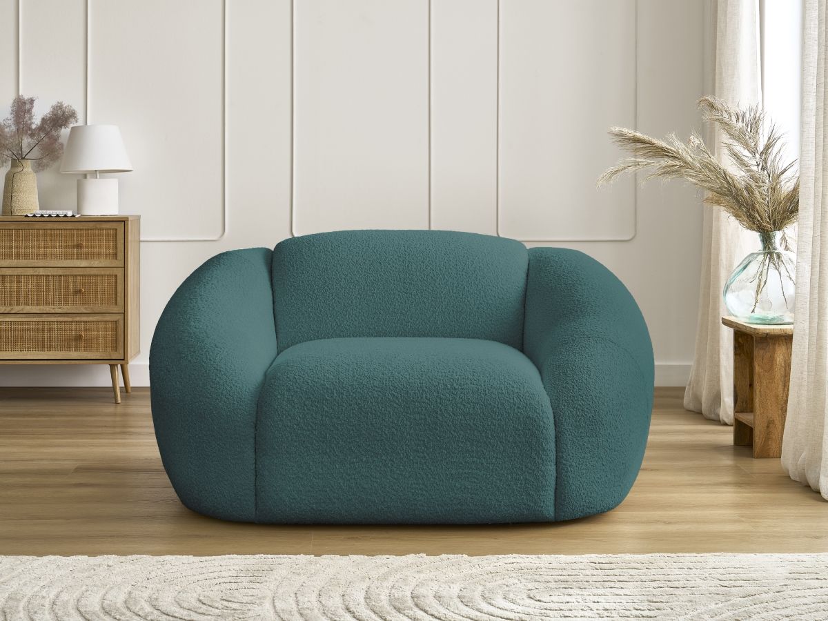 Bobochic Tina Sessel Bouclé-Stoff Hellblau