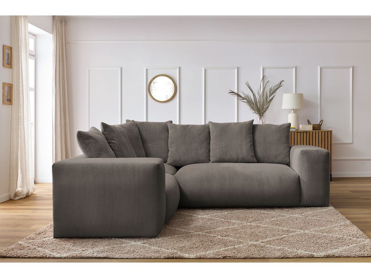 Bobochic Voltaire Ecksofa 268 × 214 cm Cordsamt Taupe Ecke links