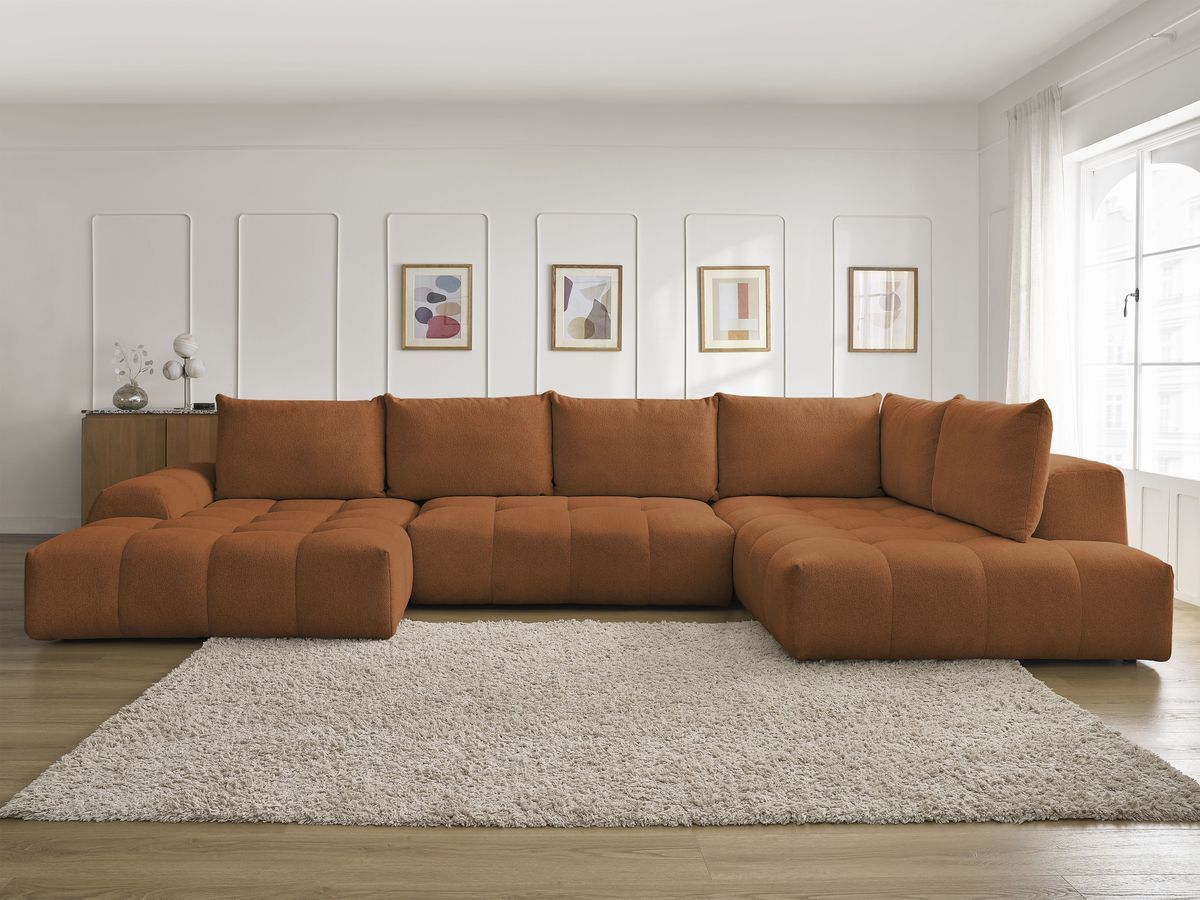 Bobochic Everest Wohnlandschaft, 6 Kissen Melange-Stoff Orange Ecke links