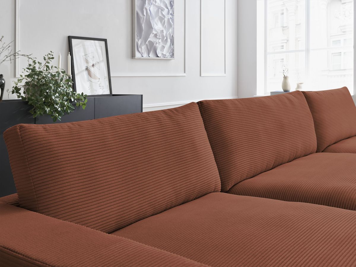 Bobochic Leonard Wohnlandschaft 349 × 159 cm Cordsamt Orange
