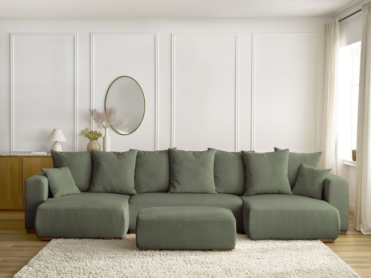 Bobochic Sidonie Wohnlandschaft mit Pouf Cordsamt Grün