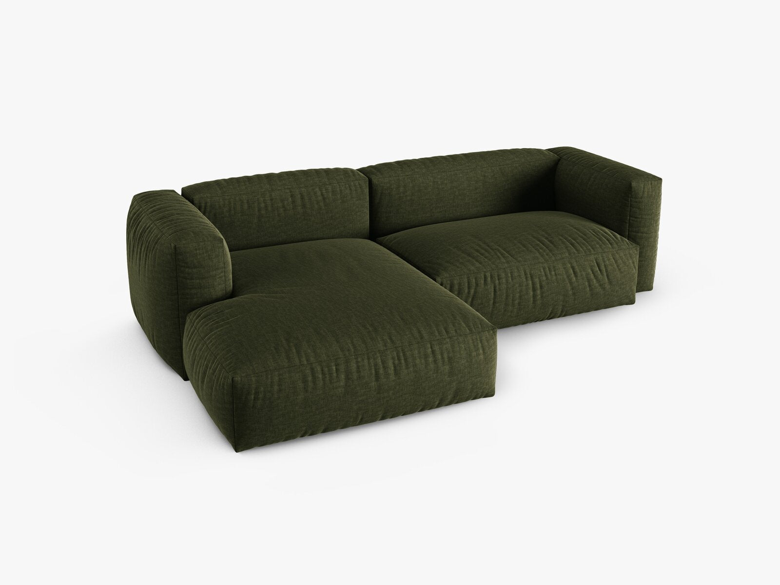 Micadoni Ecksofa Martina 2-Sitzer 90cm Sitztiefe Links Strukturierter Stoff Boston Grün