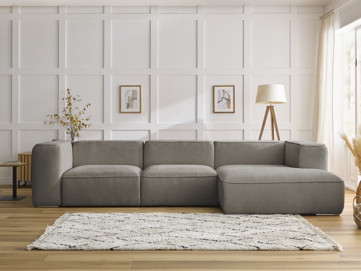 Bobochic Zephyr Ecksofa 349 × 165 cm Strukturstoff Taupe Ecke rechts
