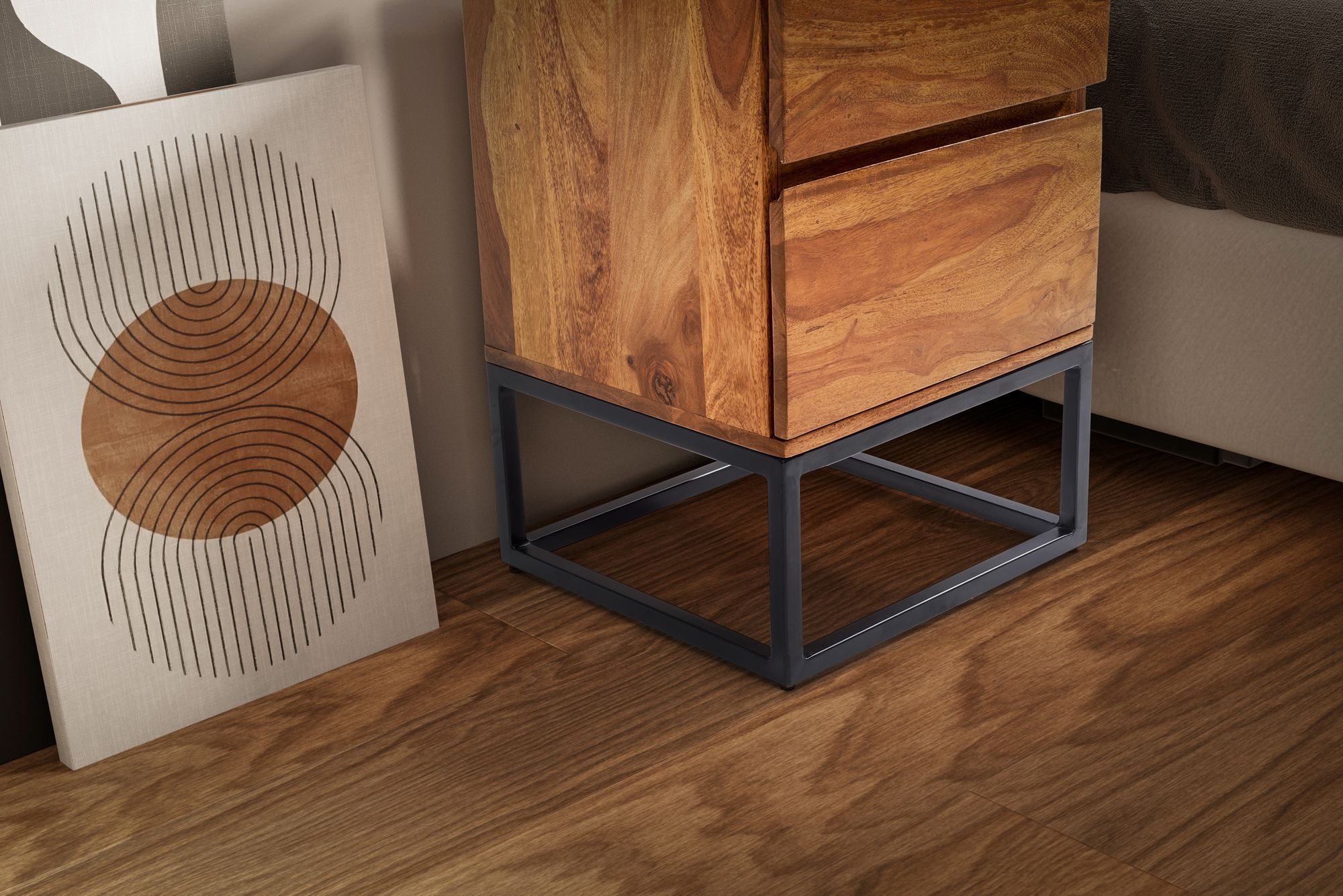 Nachttisch Grevie Massivholz Dunkelbraun 40 × 38 × 60 cm