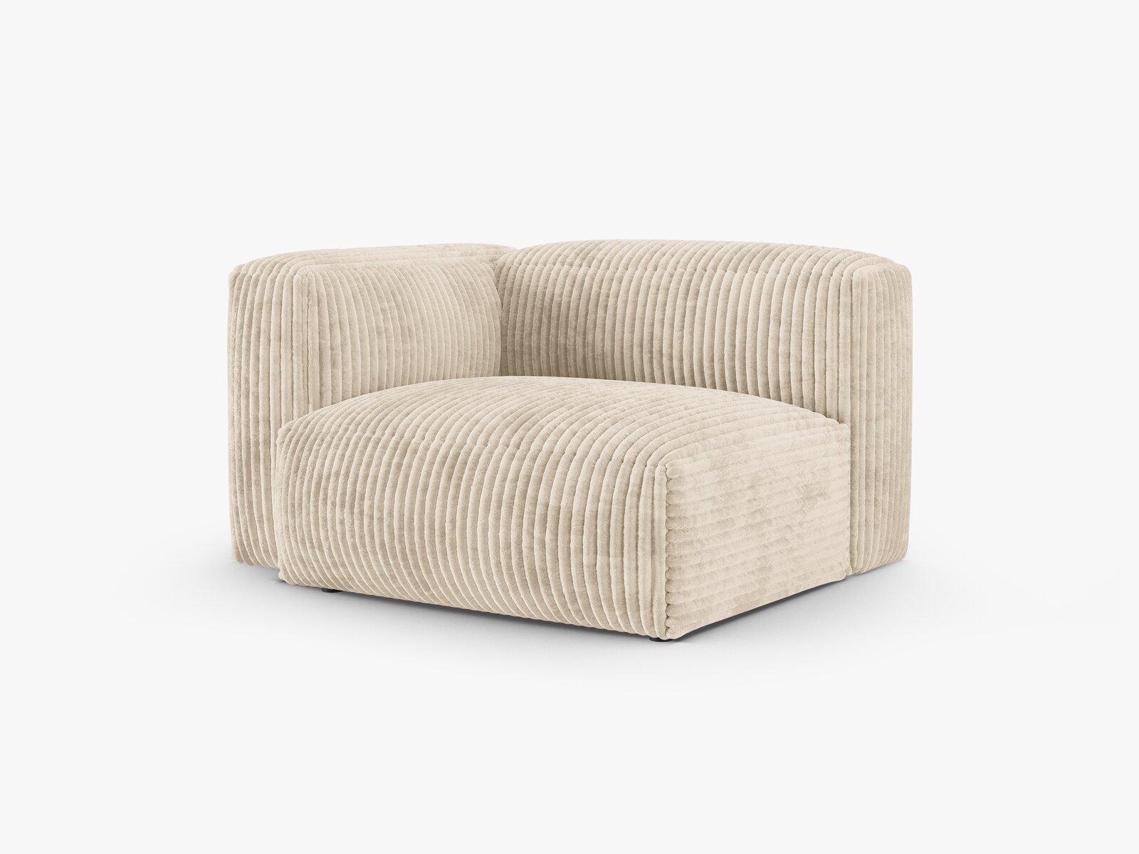 Micadoni Eckmodul mit Armlehne Martina 1-Sitzer 90cm Sitztiefe Links Kord Tilia Helles Beige
