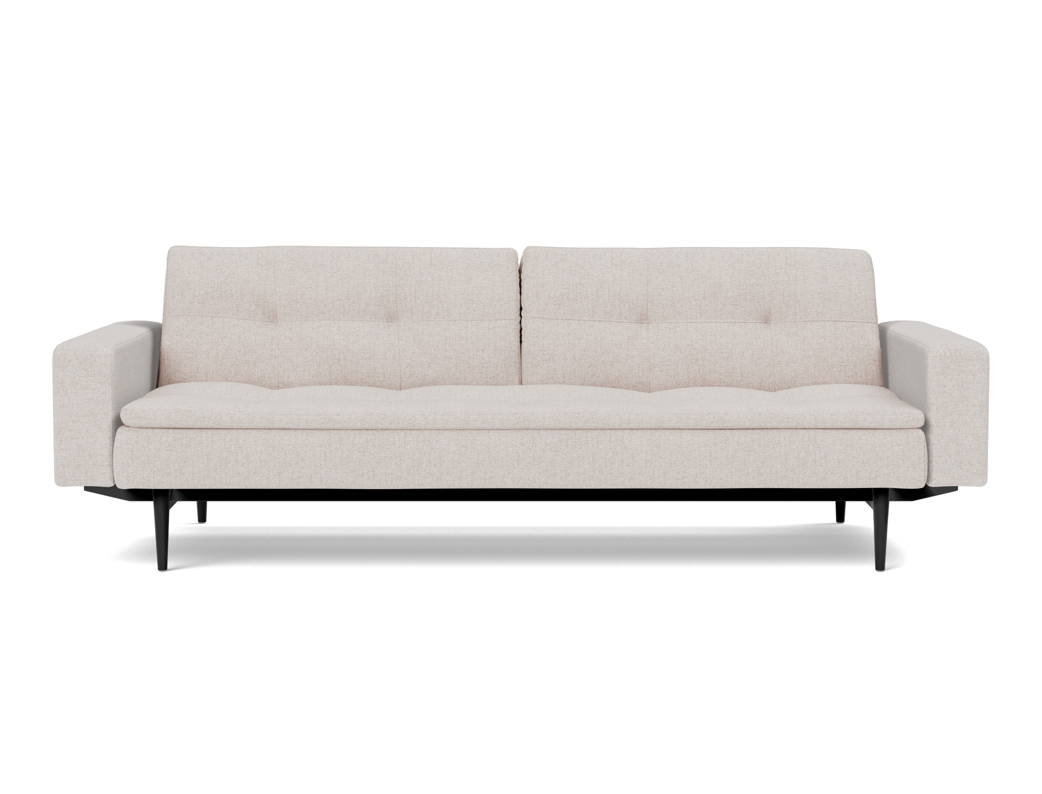 Schlafsofa Dublexo mit Armlehnen Strukturierter Stoff Weda 300-Weda-Sand Beine Styletto Eiche schwarz