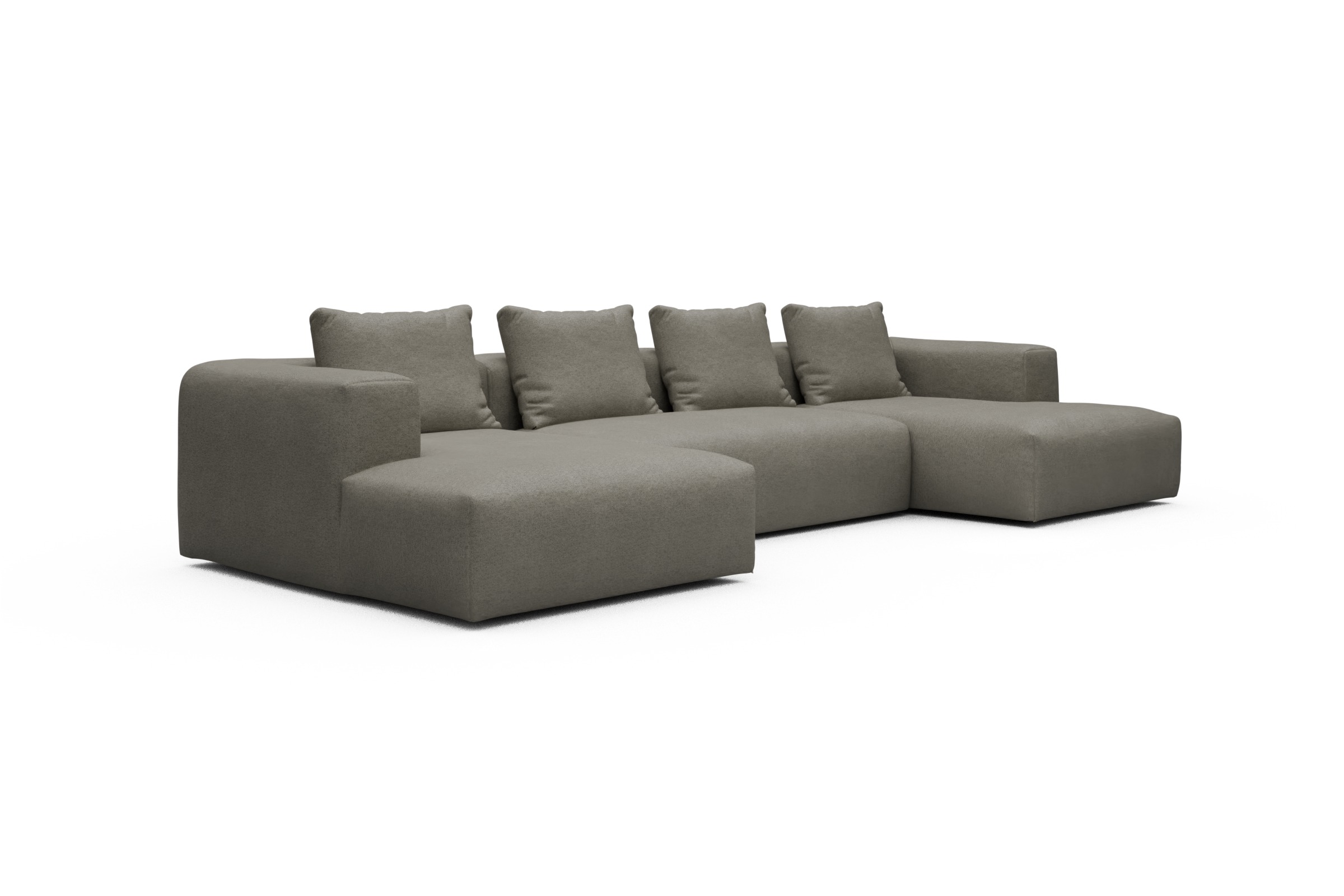 Wohnlandschaft Fred mit 2-Sitzer und Chaiselongue beidseitig Denari-Warm-Grey