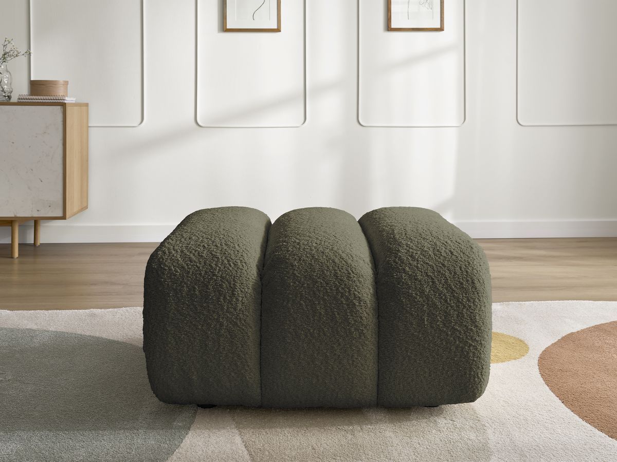 Bobochic Talia Pouf Bouclé-Stoff Grün
