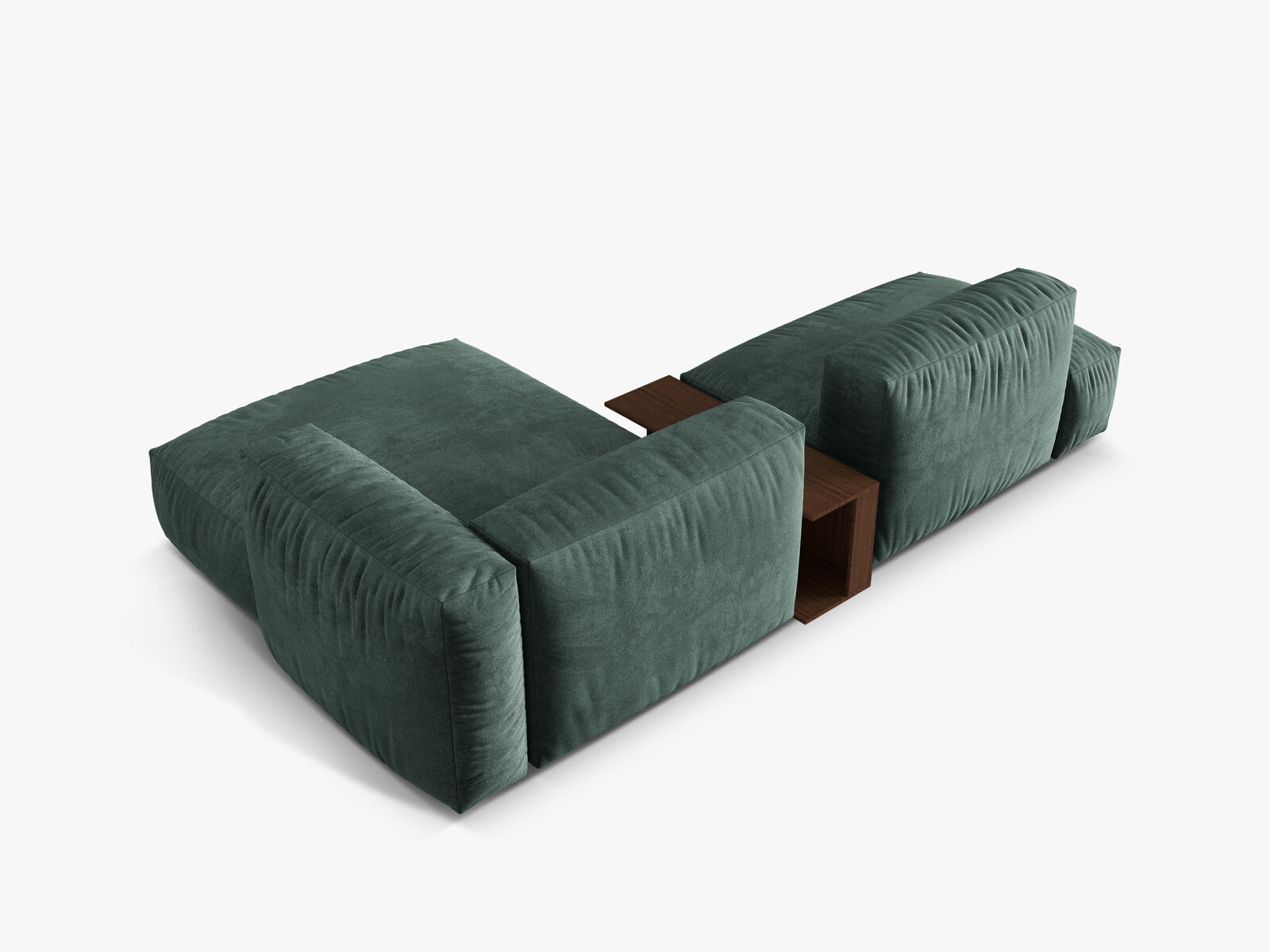Micadoni Ecksofa Martina 2-Sitzer mit Couchtisch Rechts Samt Petrol