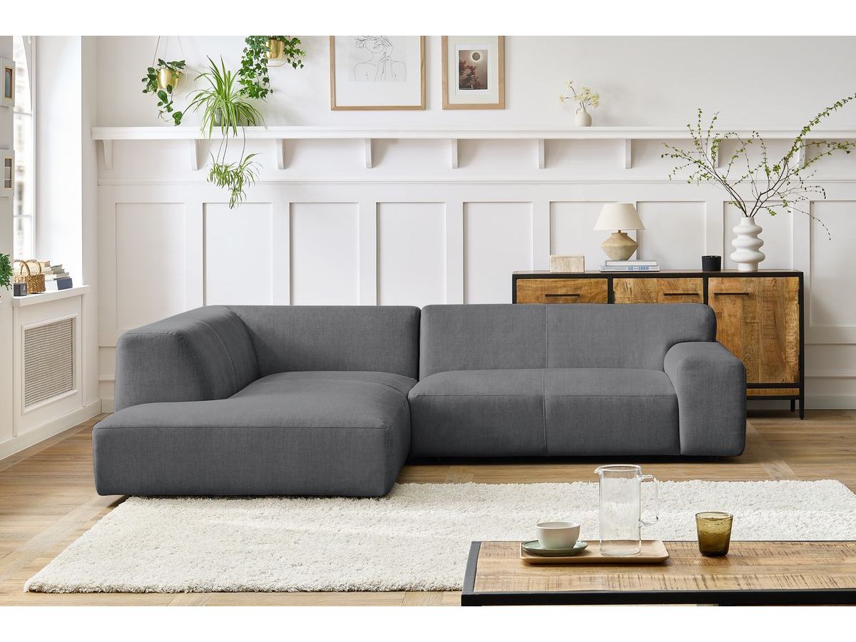 Bobochic Lavena Ecksofa 272 × 220 cm Samt Dunkelgrau Ecke links