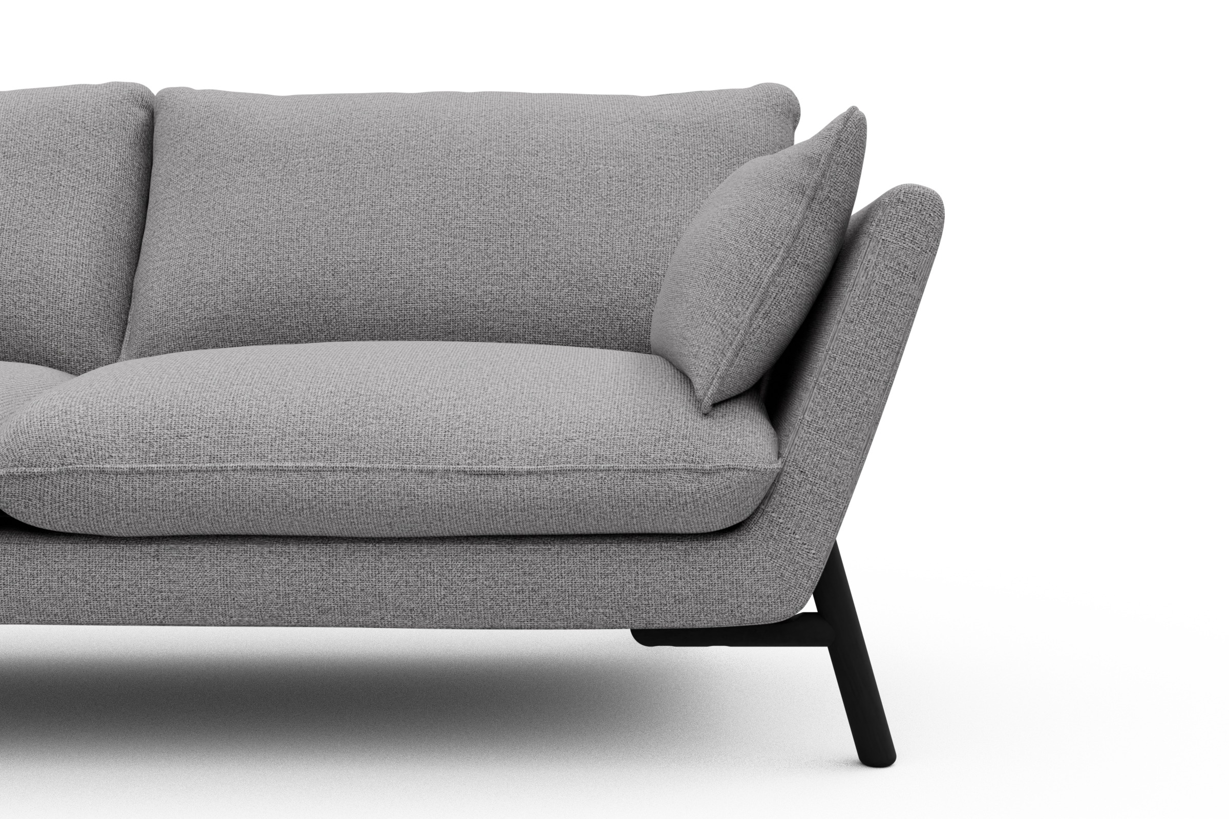 Sofa Emil 2-Sitzer Beinfarbe Eiche Schwarz Sama-Grey