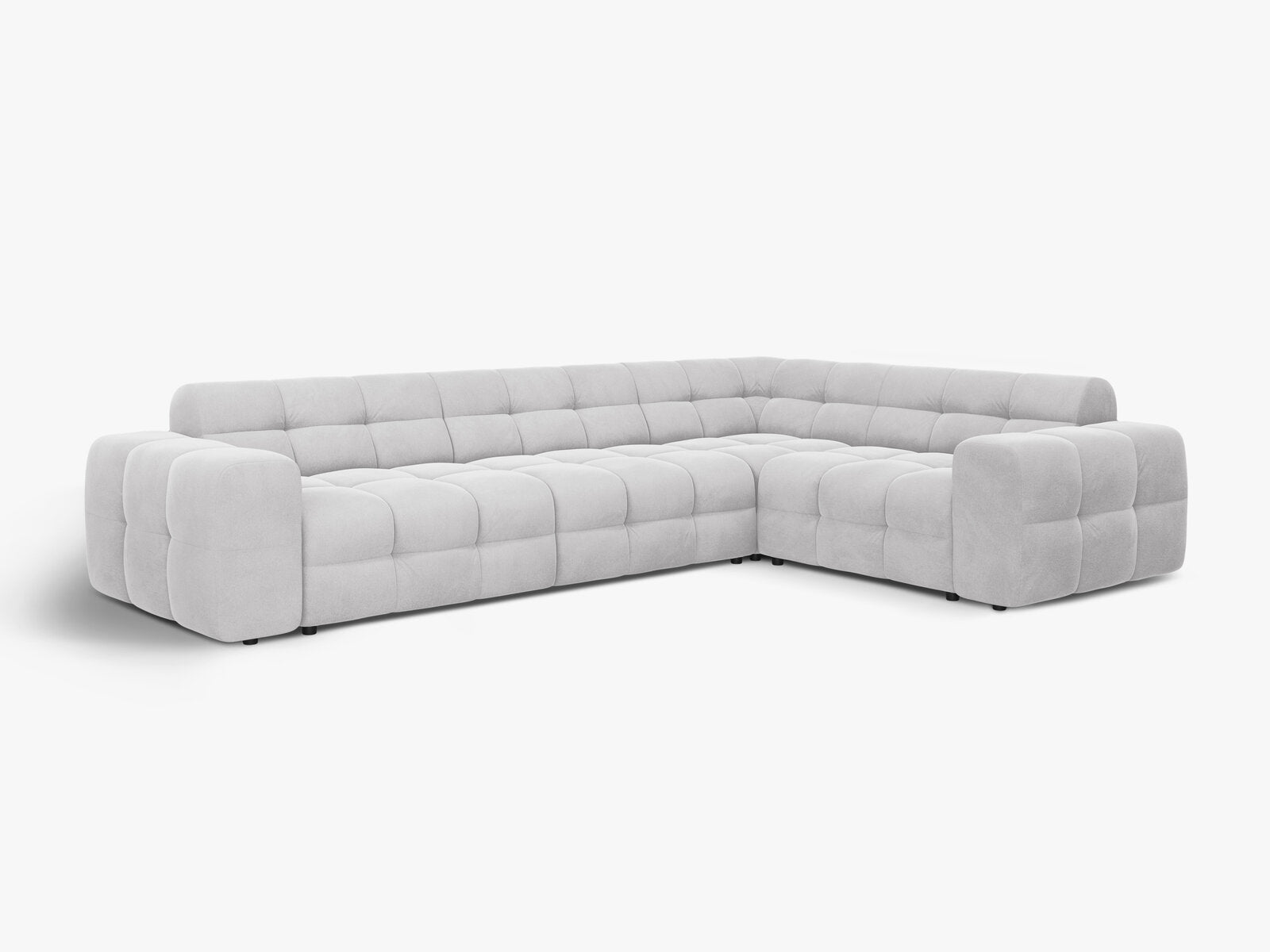Micadoni Ecksofa Kendal 6-Sitzer Rechts Samt Magic Velvet Hellgrau