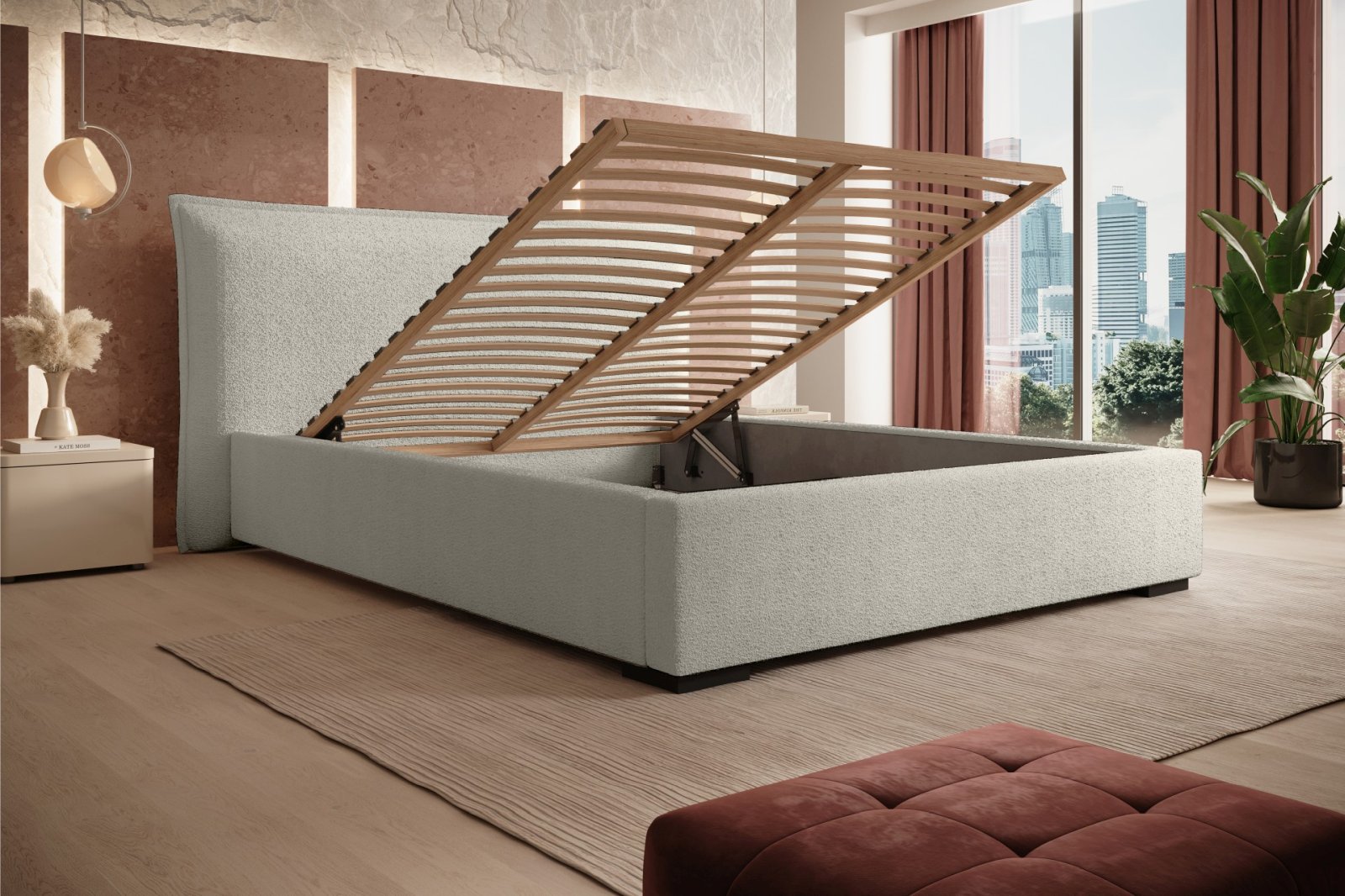 Polsterbett Renoa Boucle 140x200 mit Holzrahmen Quelle 03