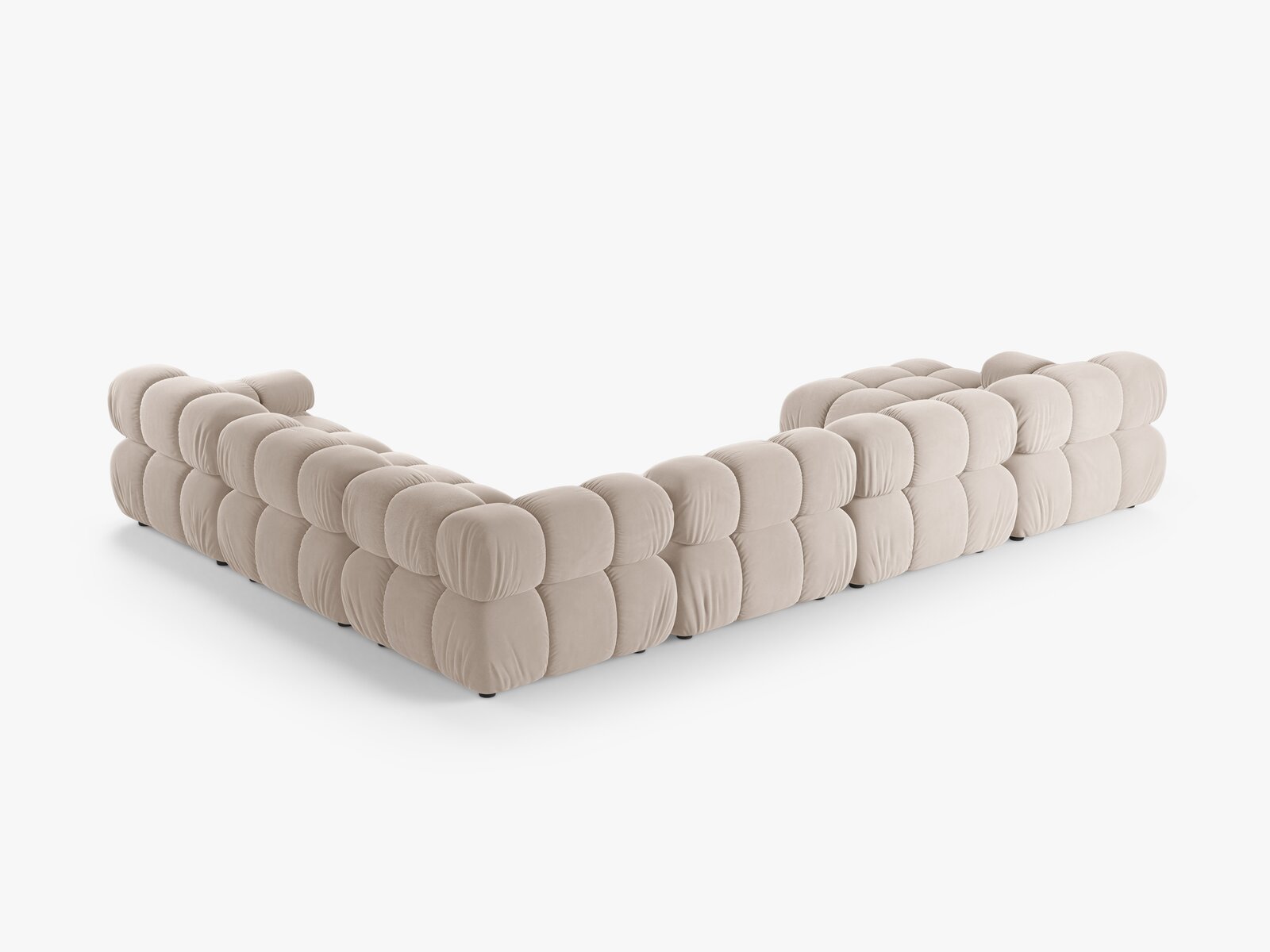 Micadoni Modulares Panorama Ecksofa Bellis 8-Sitzer Rechts Samt Venus Helles Beige