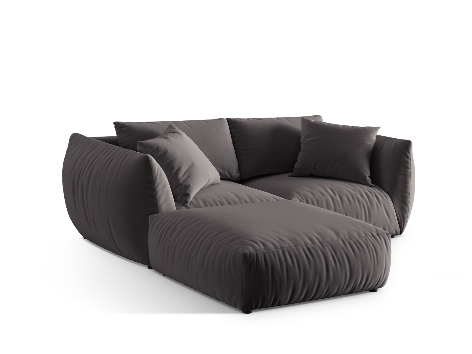 Micadoni Modulares Sofa Chris 4-Sitzer Samt Dunkelgrau