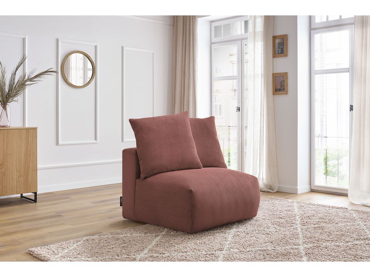 Bobochic Voltaire Sofamodul 1-Sitzer 90 × 100 cm Cordsamt Rosa
