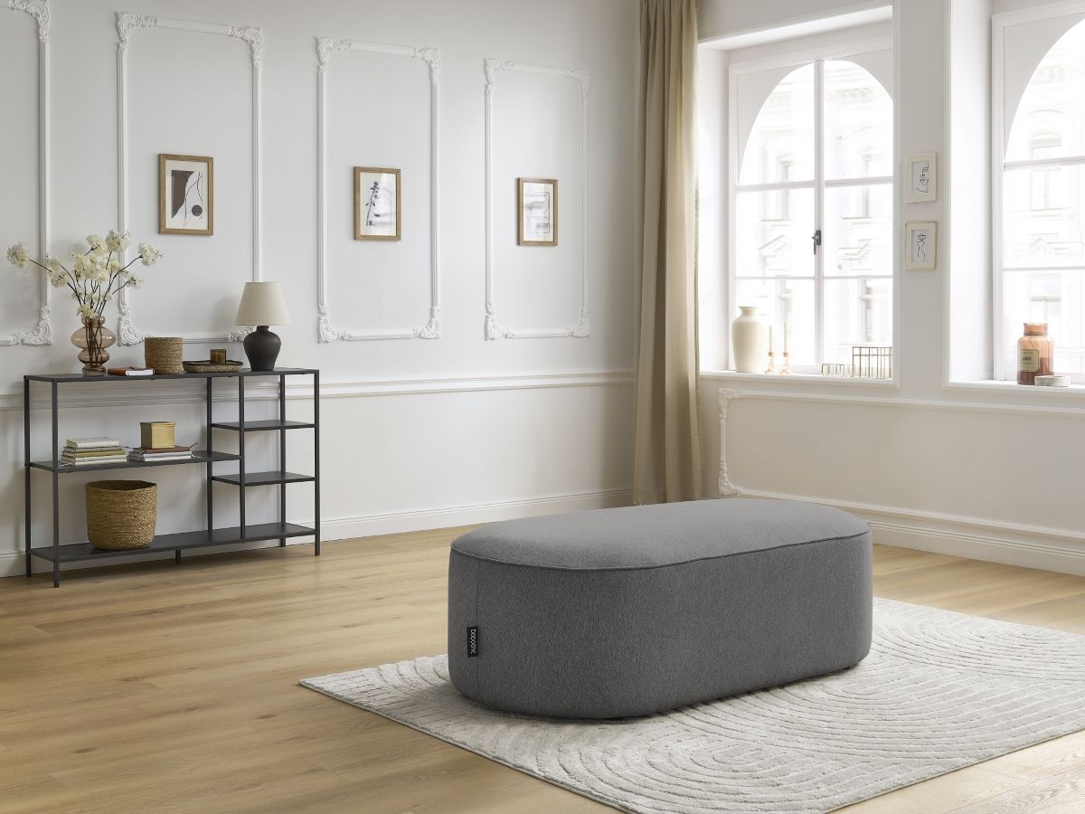 Bobochic Rousseau Pouf Melange-Stoff Dunkelgrau