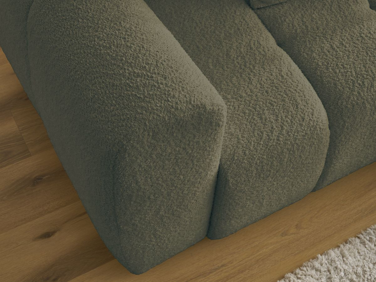 Bobochic Roxelane Ecksofa mit Schlaffunktion und Bettkasten 258 × 150 cm Bouclé-Stoff Grün Ecke rechts