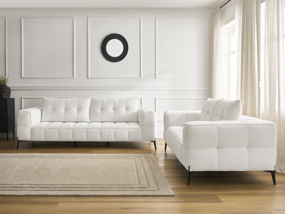 Bobochic Anis Sofa-Set 3- und 2-Sitzer Strukturstoff Weiß