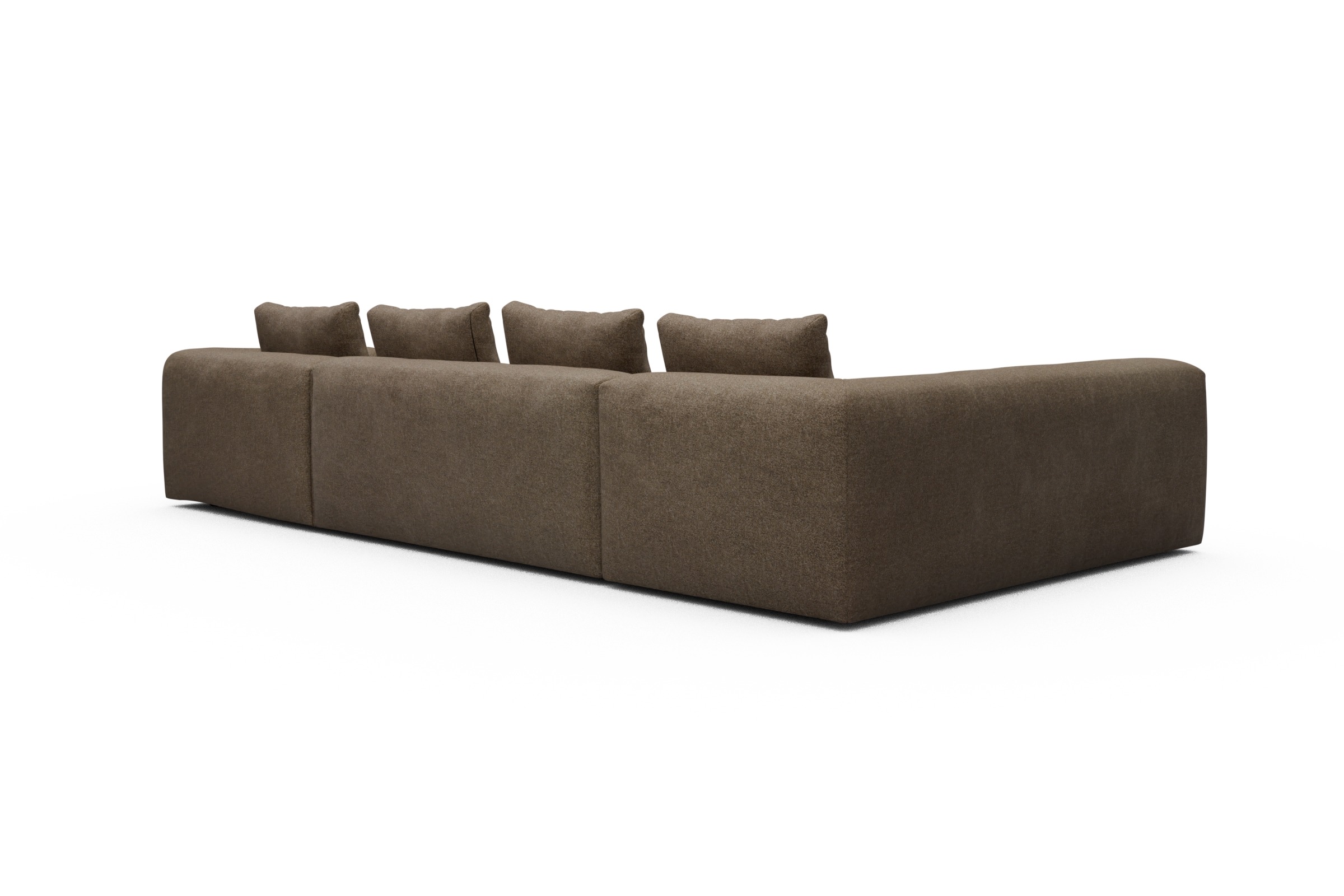Wohnlandschaft Fred Chaiselongue rechts mit 2-Sitzer und lange Armlehne links Aivi-Khaki-Brown